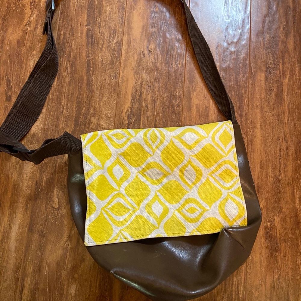 Astrosatchel vinyl and leather messenger bag